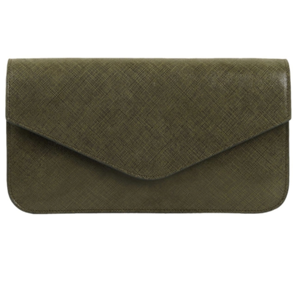 NWT green leather clutch